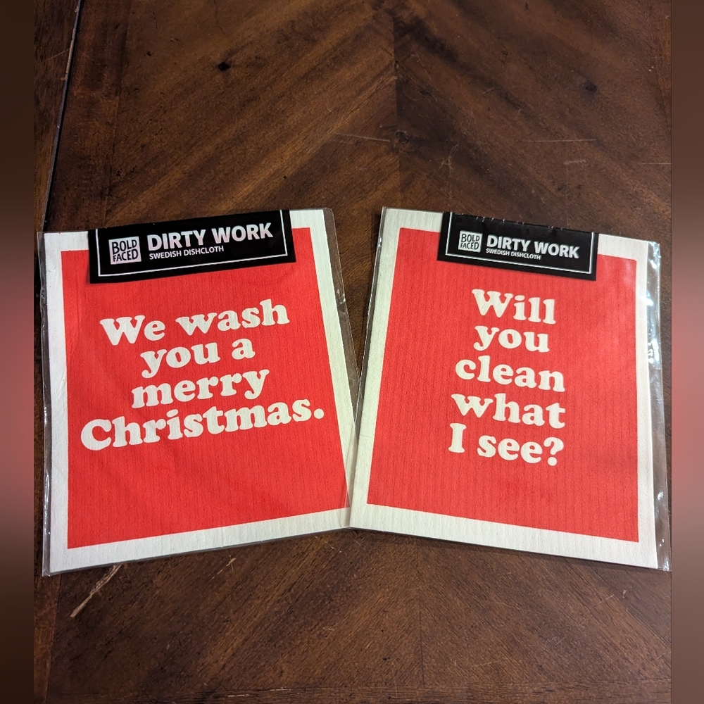 Christmas Themed Swedish Dishcloths By Dirty Work  New in package!
